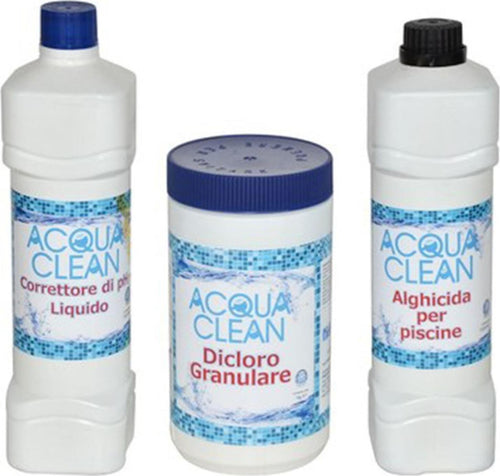 Kit di trattamento per acqua Piscina cloro granulare 60, alghicida e correttore ph +