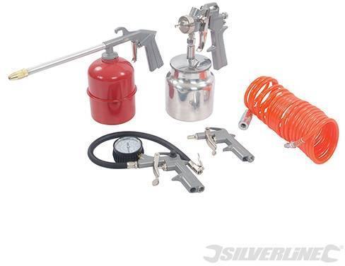 Kit di utensili pneumatici, compressore e accessori 5 p.zi silverline