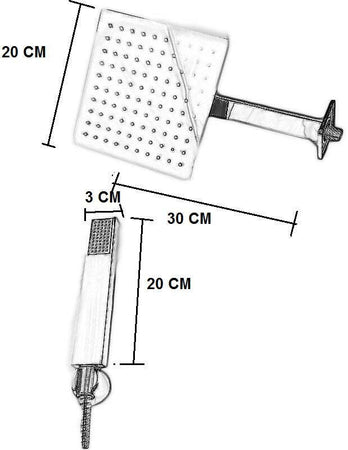 Kit Doccia con Braccio Doccia Soffione Quadrato Doccetta e Supporto
