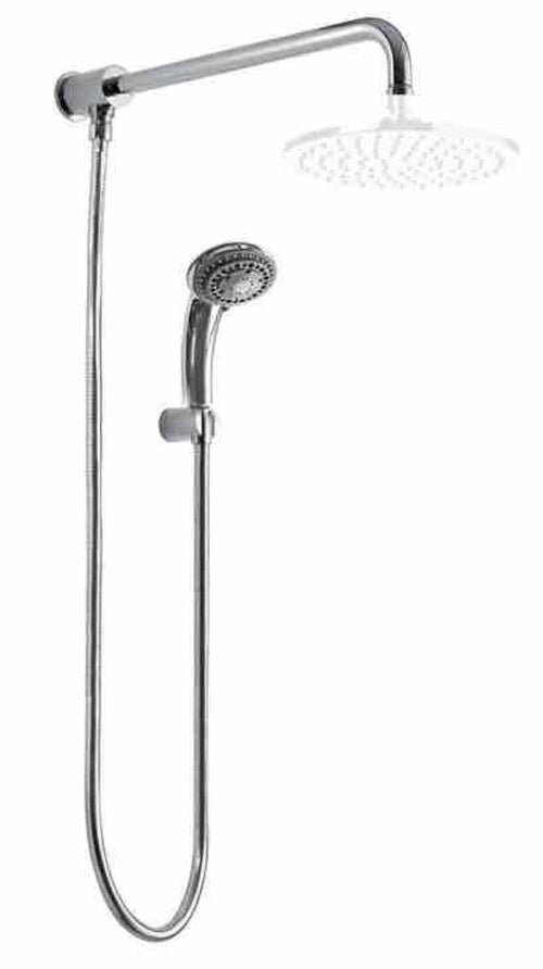 Kit doccia deviatore a pressione con doccetta e braccio 40 cm