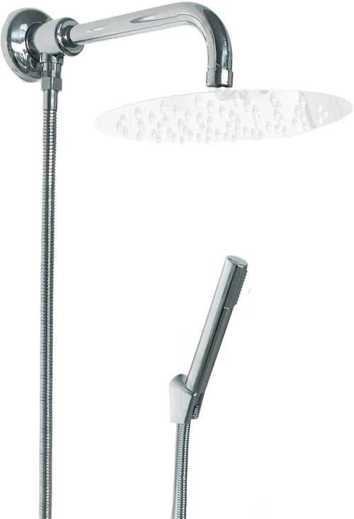 Kit doccia deviatore a pressione con doccetta tonda, braccio cm 40