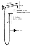 Kit doccia Deviatore con Doccetta,Soffione Metallo diametro 20