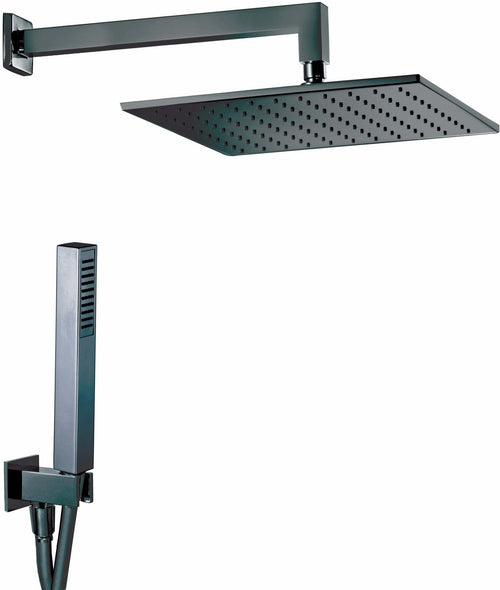 Kit doccia quadrato in ottone, completo nero opaco