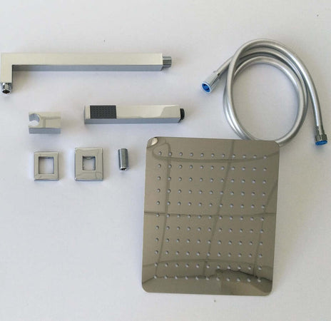 Kit Doccia Quadro 2 Completo Soffione Braccio Presa Acqua Doccetta Laccio Pvc Bagno Fai da te/Attrezzature per cucine e bagni/Attrezzature per bagni/Docce e componenti doccia/Sistemi saliscendi per vasche da bagno e docce Ogomondo - Martina Franca, Commerciovirtuoso.it