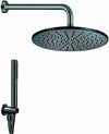 Kit doccia tondo in ottone completo nero opaco