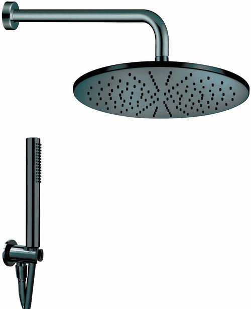 Kit doccia tondo in ottone completo nero opaco