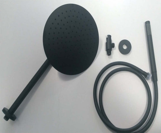 Kit Doccia Tondo NERO Soffione Braccio Presa Acqua Doccetta Laccio Pvc Bagno Fai da te/Attrezzature per cucine e bagni/Attrezzature per bagni/Docce e componenti doccia/Filtri supporti e soffioni doccia/Docce fisse Ogomondo - Martina Franca, Commerciovirtuoso.it