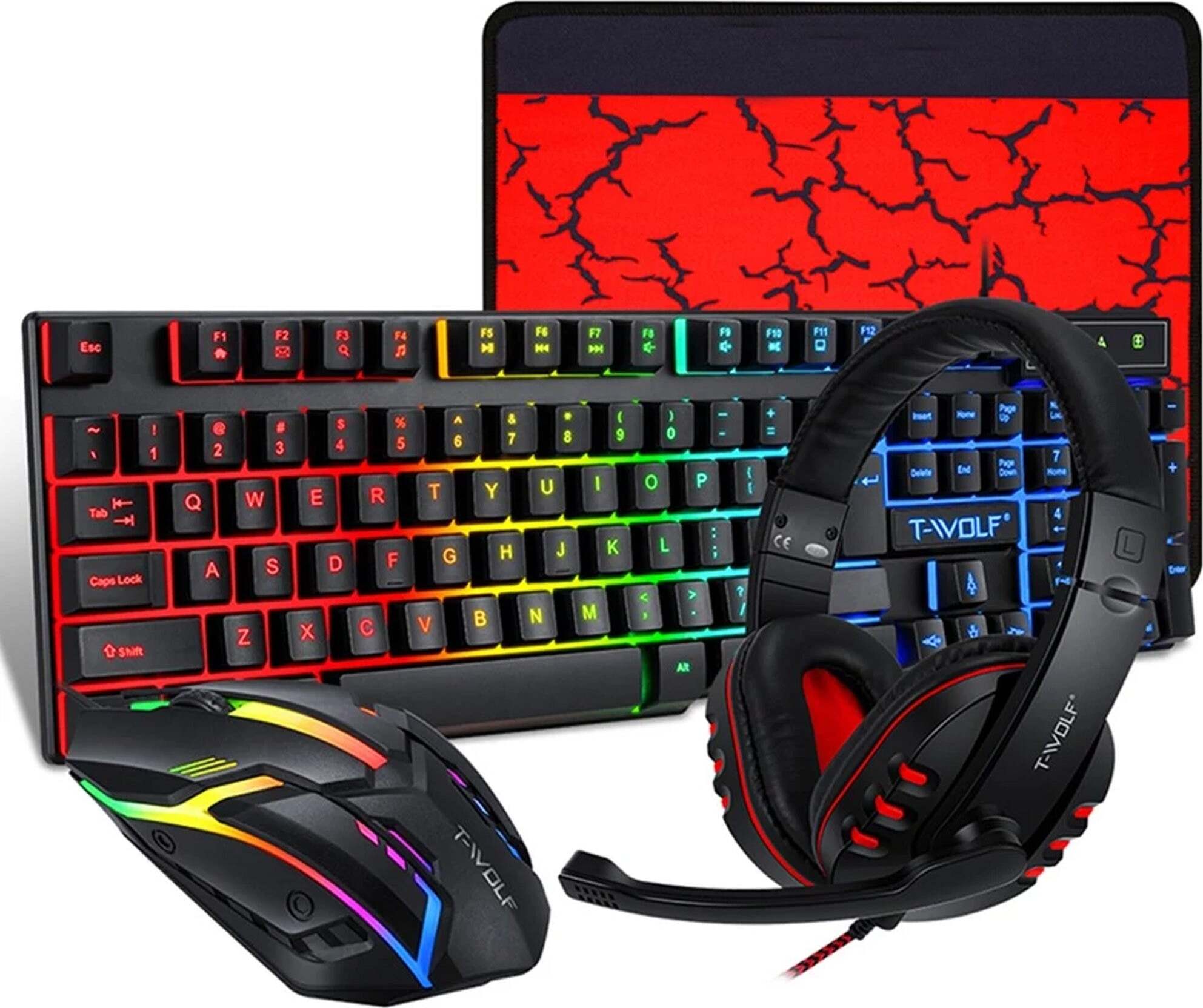 Kit Gaming 4 In 1 - Tastiera RGB Italiana, Mouse, Cuffie E Tappetino Per PC Gamer - Foto 7