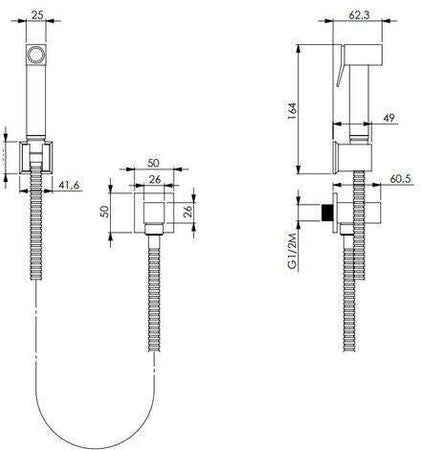 Kit per wc in ottone con rubinetto apertura/chiusura , flessibile 120 cm