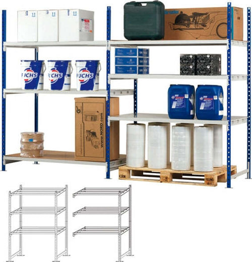 Kit iniziale scaffale - 5 ripiani - acciaio cromato - 100x35x200 cm - Paperflow Fai da te/Organizzazione casa e magazzini/Scaffalature Eurocartuccia - Pavullo, Commerciovirtuoso.it