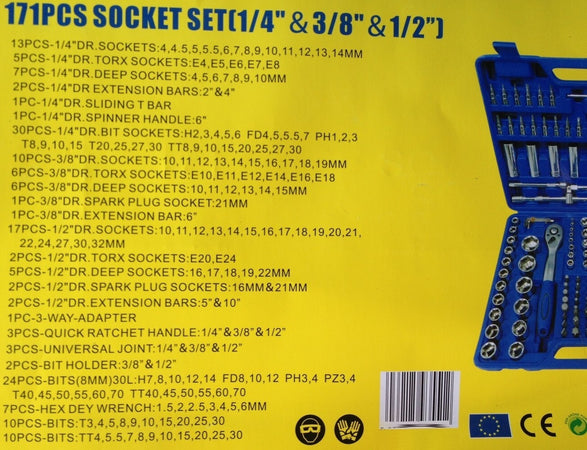 Kit Inserti + Bussole Boccole impronta torx esagonale con 3 cricchetti 171 pz Fai da te/Utensili elettrici e a mano/Utensili a mano/Chiavi e chiavi inglesi/Chiavi esagonali Trade Shop italia - Napoli, Commerciovirtuoso.it