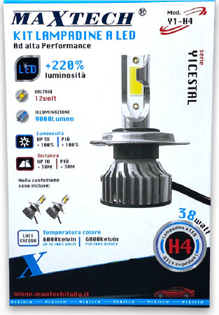 Kit Lampadine A Led Auto H4 38w Luce Fredda 6000k 12v 9000 Lumen Maxtech Y1-h4 Auto e Moto/Parti per auto/Luci lampadine e indicatori/Lampadine/Lampadine per esterno Trade Shop italia - Napoli, Commerciovirtuoso.it