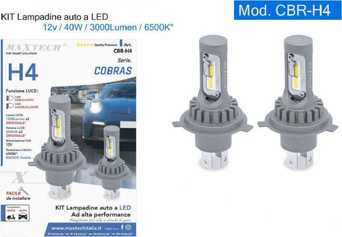 Kit Lampadine Sostituzione Fari Auto Moto Led H4 12v 40w 3000lm Luce 6500k Cbr-h4 Auto e Moto > Auto > Moto > Illuminazione Auto > Illuminazione e Elettronica Trade Shop italia - Napoli, Commerciovirtuoso.it