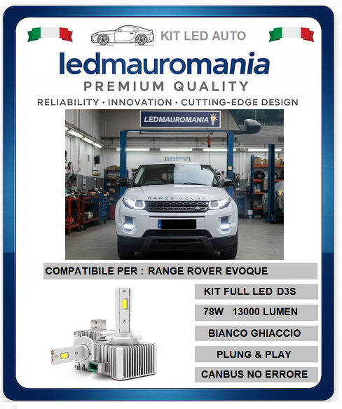 KIT LED D3S 78W RANGE ROVER EVOQUE CONVERSIONE BI-XENON A LED 6000K CANBUS