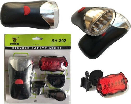 Kit-Luci-Led-Per-Bici-Faro-Bicicletta-Stop-Luce-Posteriore-E-Led-Anteriore-Nero