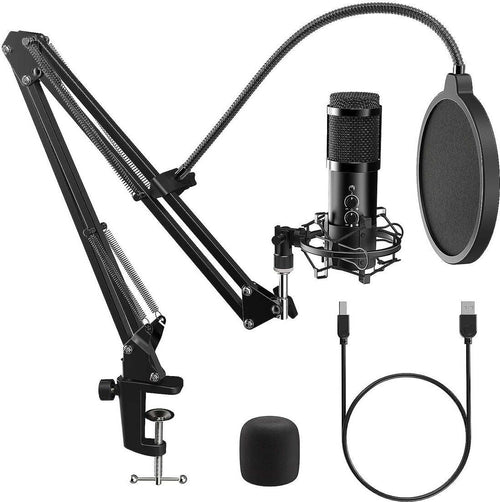 Kit Microfono a Condensatore Cardioide per Podcasting Voice Over Streaming YouTube per Computer Desktop Laptop MAC o Windows Android iOS USB