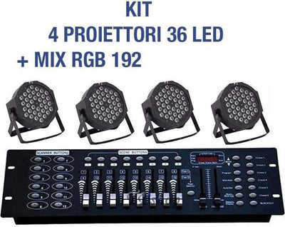 KIT PAR LED FARO RGB 36 LED STROBO PROGRAMMABILE DMX + MIXER 192 Illuminazione/Illuminazione per esterni/Proiettori Trade Shop italia - Napoli, Commerciovirtuoso.it