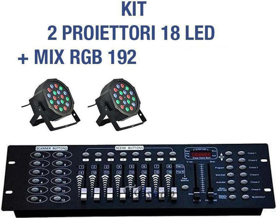 KIT PAR LED FARO RGB 36 LED STROBO PROGRAMMABILE DMX + MIXER 192 Illuminazione/Illuminazione per esterni/Proiettori Trade Shop italia - Napoli, Commerciovirtuoso.it