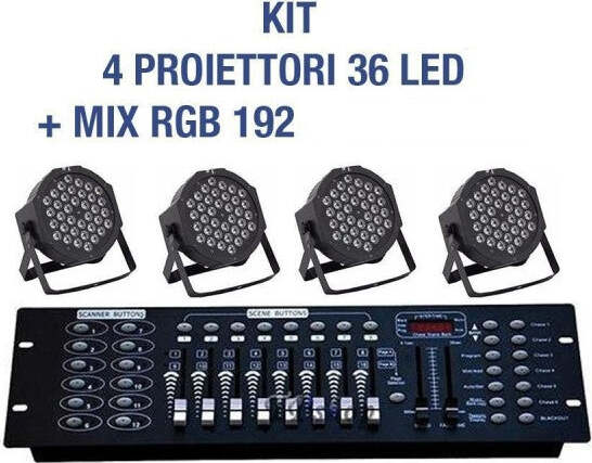 Kit Par Led Faro Rgb 36 Led Strobo Programmabile Dmx + Mixer 192 Illuminazione/Illuminazione per esterni/Proiettori Trade Shop italia - Napoli, Commerciovirtuoso.it