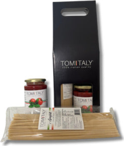 Kit Pasta - Spaghetti Al Pomodoro E Basilico Tomitaly - 100% Made In Italy Alimentari e cura della casa/Pasta riso e legumi secchi/Pasta e noodles/Pasta/Pasta corta Tomitaly - Caorso, Commerciovirtuoso.it
