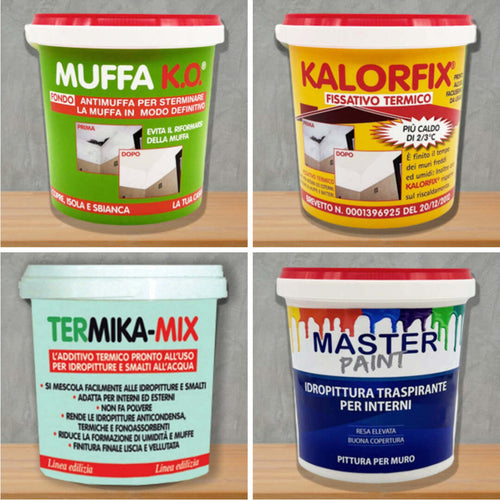 Kit-Poca-Muffa-per-4/5-mq:-Muffa-Ko-lt.1-+-Kalorfix-lt.1-+-TermicaMix-lt.1-+-MasterPaint-lt.1