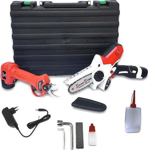 Kit Potatura 2 In 1 Forbici Cesoia Motosega Elettrica A Batteria 18v 1.5 Ah Fai da te/Utensili elettrici e a mano/Attrezzi da giardinaggio/Forbici e cesoie per potatura Trade Shop italia - Napoli, Commerciovirtuoso.it