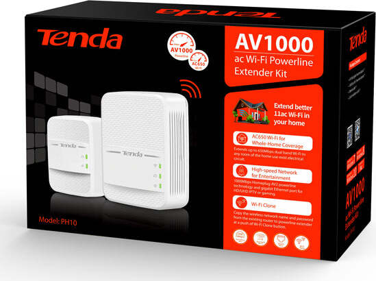 Kit Powerline extender Wi-Fi PH10 AV1000 AC - Tenda Elettronica/Informatica/Periferiche di rete/Adattatori USB wireless Eurocartuccia - Pavullo, Commerciovirtuoso.it