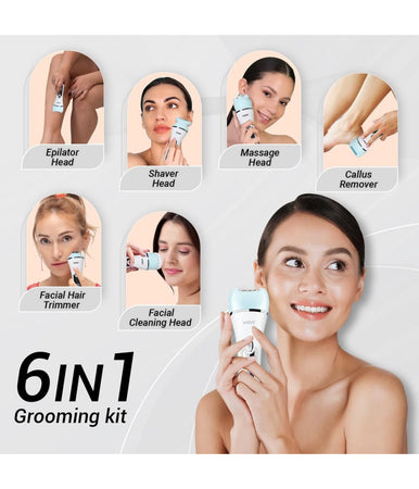 Kit Professionale Epilatore Da Donna 6 In 1 Display Led Ipx7 Impermeabile V-733