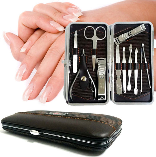 KIT PROFESSIONALE MANICURE PEDICURE SOPRACCIGLIA 11 PEZZI IN CUSTODIA ECOPELLE Bellezza/Manicure e pedicure/Strumenti e accessori/Kit pedicure e manicure Trade Shop italia - Napoli, Commerciovirtuoso.it