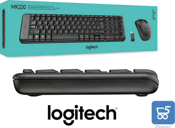Kit professionale Mouse Tastiera Logitech MK220 senza fili Wireless PC MAC WINDOWS NVR