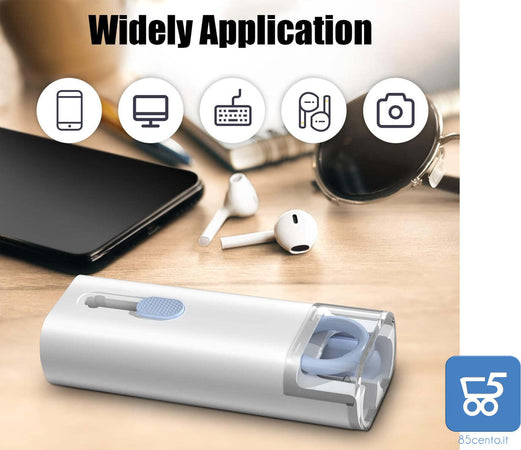 Kit Pulizia Multifunzione per Apparecchi Elettronici 7 in 1 Pennelli Tastiere Airpods Monitor Smartphone