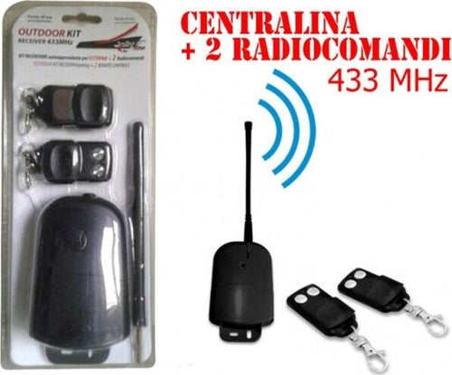Kit-Ricevitore-2-Telecomandi-Universale-Radiocomando-433mhz-Radio-Cancelli-Luci