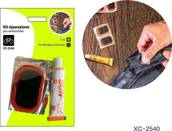 Kit Riparazione Per Camera D'aria Ruote Bici Bicicletta Colla Toppe 11pz Xc-2540 Sport e Tempo Libero > Ciclismo > Ricambi per Bici > Sport Trade Shop italia - Napoli, Commerciovirtuoso.it