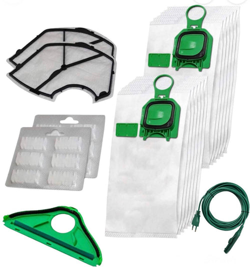 Kit Risparmio Folletto Vk140 Vk150 Sacchetti 12 Profumi 2 Griglie 1 Setola 1 Cavo alimentazione Adattabile Folletto