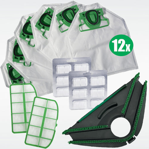 Kit Risparmio Ricambi Folletto Compatibili VK 200 VK 220s 12 Sacchetti 12 Profumi 2 Filtri Griglia Motore 1 Setola