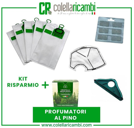 Kit Risparmio Ricambi Folletto Compatibili VK140 VK150 12 Sacchetti 12 Profumi 2 Filtri Griglia Motore 1 Setola