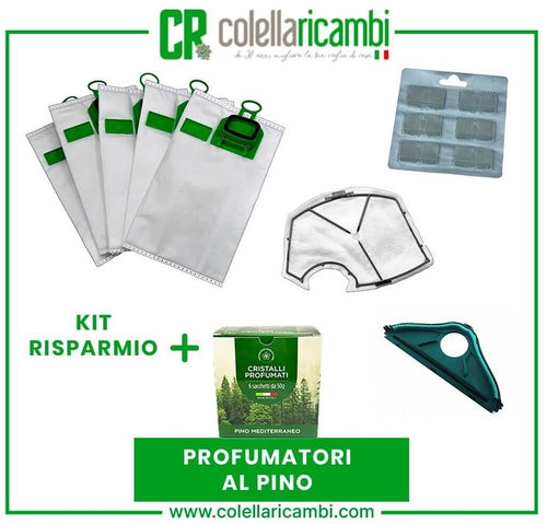 Kit Risparmio Ricambi Folletto Compatibili VK140 VK150 12 Sacchetti 12 Profumi 2 Filtri Griglia Motore 1 Setola