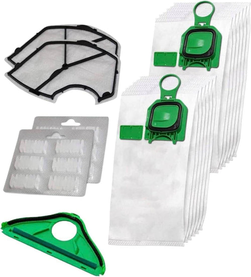 Kit Risparmio Ricambi Folletto Compatibili VK140 VK150 12 Sacchetti 12 Profumi 2 Filtri Griglia Motore 1 Setola