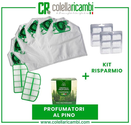 Kit Risparmio Ricambi Folletto Compatibili VK200 12 Sacchetti 12 Profumi 2 Filtri Griglia Motore