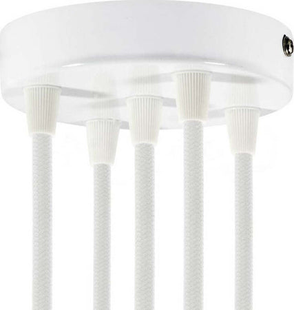 Kit rosone cilindrico in metallo a 5 fori bianco Illuminazione/Illuminazione per interni/Lampadari lampade a sospensione e plafoniere/Componenti per lampadari/Rosoni per lampadari Led Mall Home - Napoli, Commerciovirtuoso.it