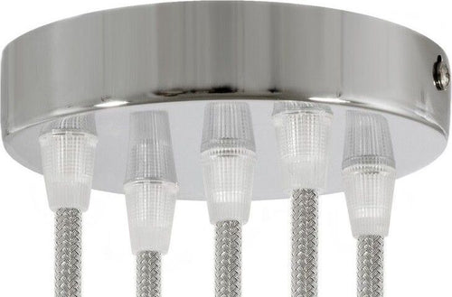 Kit rosone cilindrico in metallo a 5 fori cromo Illuminazione/Illuminazione per interni/Lampadari lampade a sospensione e plafoniere/Componenti per lampadari/Rosoni per lampadari Led Mall Home - Napoli, Commerciovirtuoso.it
