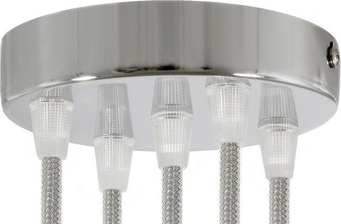 Kit rosone cilindrico in metallo a 5 fori cromo Illuminazione/Illuminazione per interni/Lampadari lampade a sospensione e plafoniere/Componenti per lampadari/Rosoni per lampadari Led Mall Home - Napoli, Commerciovirtuoso.it