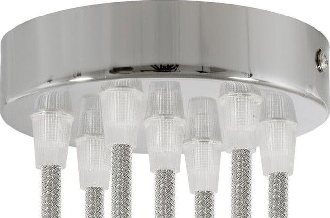 Kit rosone cilindrico in metallo a 7 fori cromo Illuminazione/Illuminazione per interni/Lampadari lampade a sospensione e plafoniere/Componenti per lampadari/Rosoni per lampadari Led Mall Home - Napoli, Commerciovirtuoso.it