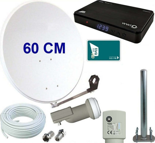 Kit-satellitare-da-60-CM-per-ricezione-canali-Tivùsat-con-decoder-WWIO-UNICO-ed-LNB-Single-con-Sat-Finder-e-Bussola-integrati
