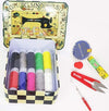 Kit-Scatola-In-Latta-Da-Cucito-Sarta-Da-Viaggio-Filo-Ago-Ditale-Forbici-Metro