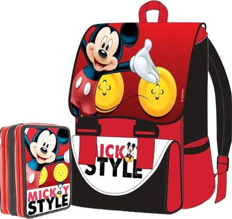 Kit-Scuola-School-Pack-Zaino-Estensibile-+-Astuccio-3-Zip-Disney-Mickey-Mouse