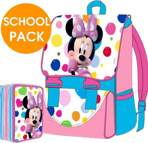 KIT SCUOLA SCHOOL PACK ZAINO ESTENSIBILE + ASTUCCIO 3 ZIP DISNEY MINNIE MOUSE Cancelleria e prodotti per ufficio/Scuola e materiale didattico/Materiale scolastico/Cartelle e zaini per la scuola/Zainetti per bambini Trade Shop italia - Napoli, Commerciovirtuoso.it
