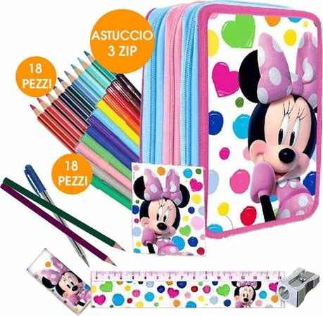 KIT SCUOLA SCHOOL PACK ZAINO ESTENSIBILE + ASTUCCIO 3 ZIP DISNEY MINNIE MOUSE Cancelleria e prodotti per ufficio/Scuola e materiale didattico/Materiale scolastico/Cartelle e zaini per la scuola/Zainetti per bambini Trade Shop italia - Napoli, Commerciovirtuoso.it