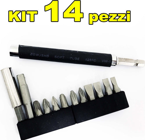 KIT SET 14 IN 1 CACCIAVITE CON PUNTE INSERTI INTERCAMBIABILI 14 PZ BRICOLAGE Fai da te/Utensili elettrici e a mano/Utensili a mano/Cacciaviti/Set cacciaviti Trade Shop italia - Napoli, Commerciovirtuoso.it