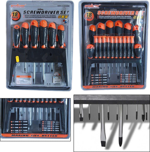 KIT SET 18 CACCIAVITI CACCIAVITE CON SUPPORTO A PARETE FISSI CROCE CRV SDY120006 Fai da te/Utensili elettrici e a mano/Utensili a mano/Cacciaviti/Set cacciaviti Trade Shop italia - Napoli, Commerciovirtuoso.it